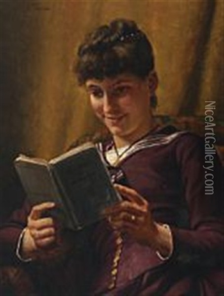 Young Girl With A Book Oil Painting - Wenzel Ulrik Tornoe
