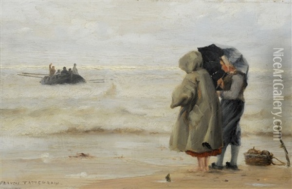 Le Retour Des Marins Bretons Oil Painting - Francis Tattegrain