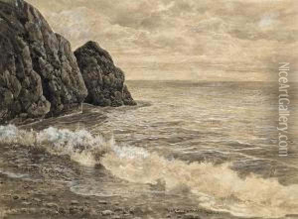 Sea Rocks Oil Painting - Jozef Rapacki