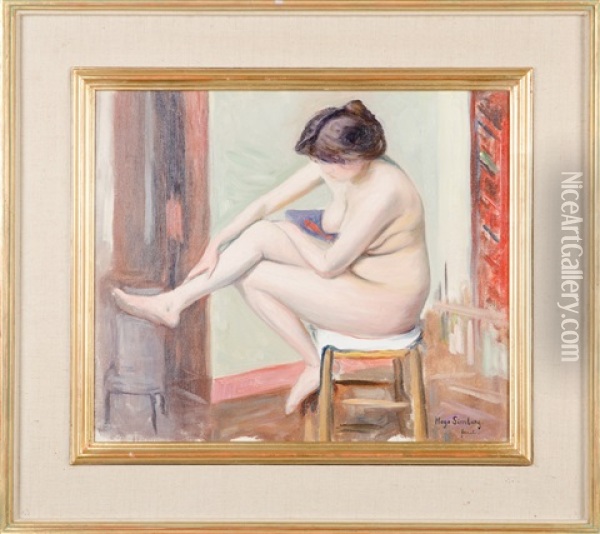 Anni After The Bath (in Hugo Simberg's Studio 1910) Oil Painting - Hugo Simberg