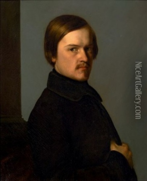 Portrait D'un Jeune Homme A Mi-corps Oil Painting - Louis Gustave Ricard