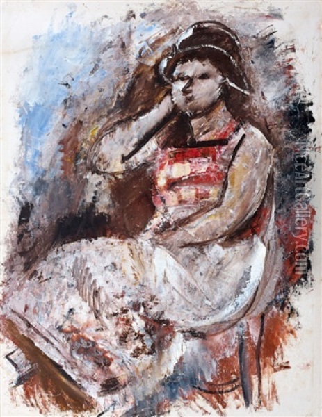 Femme Assise Oil Painting - Charles Dufresne
