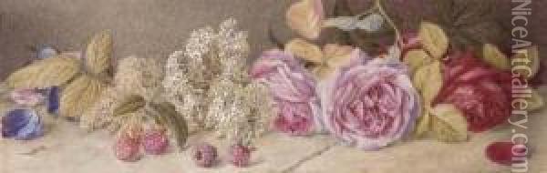 Roses And Spiroea Oil Painting - Mary Elizabeth Duffield