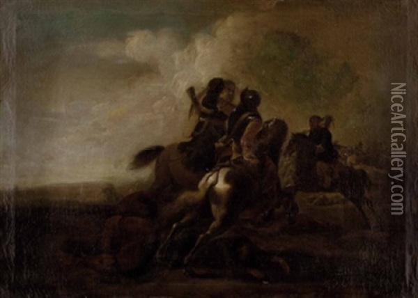 Reitergefecht Aus Den Turkenkriegen Oil Painting - Georg Philipp Rugendas the Elder