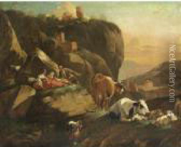 Il Riposo Dei Pastori Oil Painting - Jan van Gool