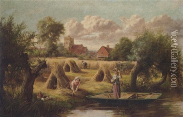 Haymaking Oil Painting - William Perring Hollyer