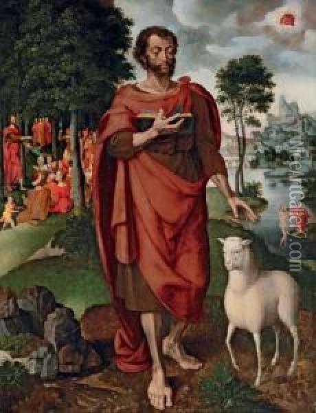Saint John The Baptist With The Baptism And Predication Oil Painting - Jan Swart Van Groningen