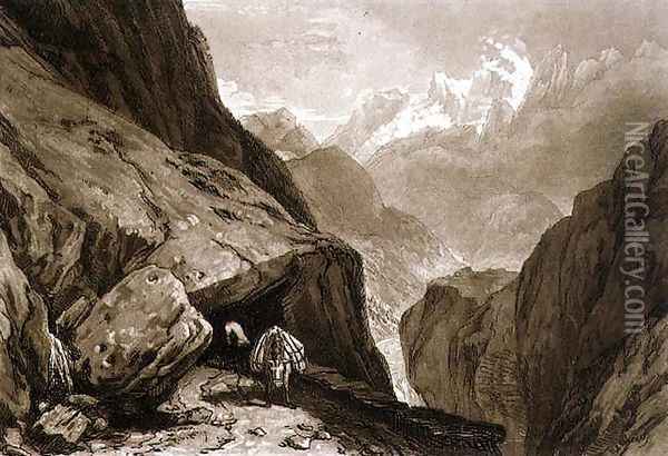 Mt. St. Gothard, from the Liber Studiorum, engraved by Charles Turner, 1808 Oil Painting - Joseph Mallord William Turner