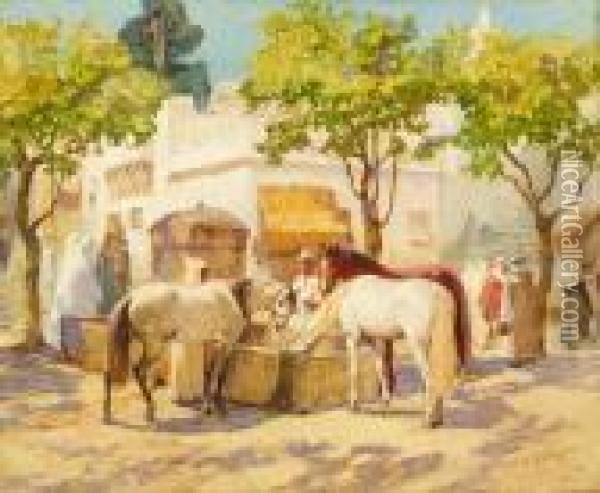 Fountain Algiers Oil Painting - Frederick Arthur Bridgman