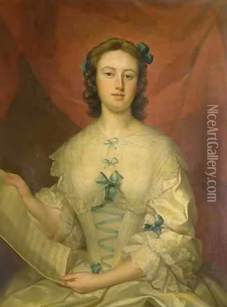 Portrait of a Lady with Sheet Music Oil Painting - Thomas Bardwell