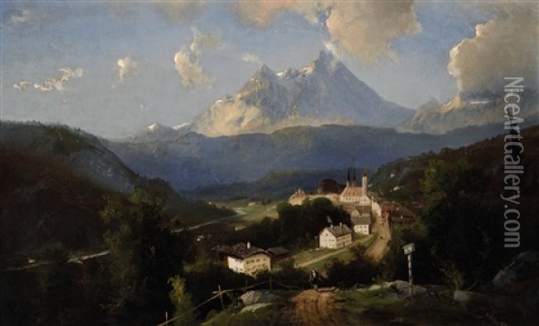Berchtesgaden In Oberbayern Oil Painting - Friedrich Zahn