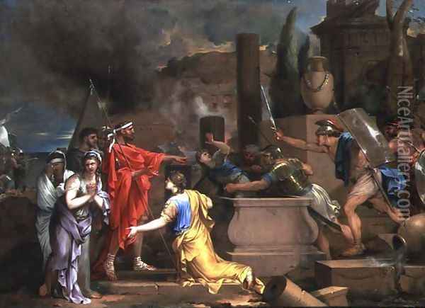 Ulysses discovering Astyanax in Hector's Tomb Oil Painting - Sebastien Bourdon