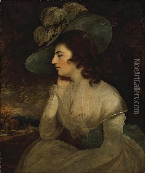 A Portrait Of A Lady, Thought To Be His Wife,mary Ann Beechey Oil Painting - Sir William Beechey