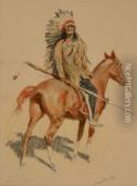 Sioux Chief Oil Painting - Frederic Remington