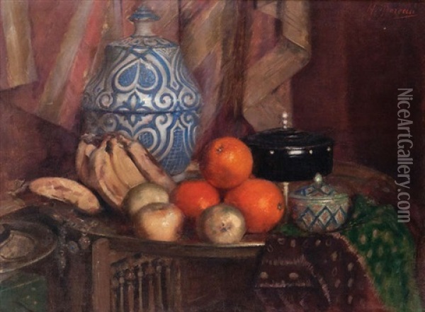 Nature Morte Aux Fruits Et Porcelaine Oil Painting - Henri Moreau