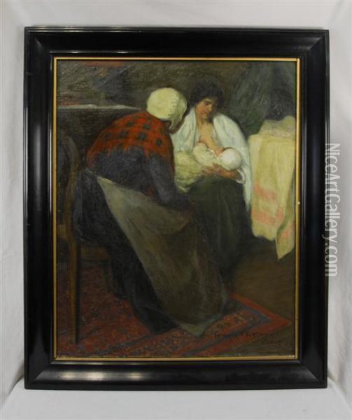 Mother Feeding Her Child Oil Painting - Frederick Frary Fursman