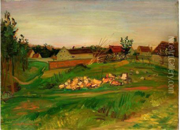 Village Landscape Oil Painting - Abraham Mintchine