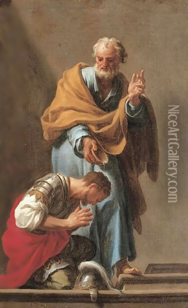 Saint Peter baptizing the Centurion Cornelius Oil Painting - Francesco Trevisani