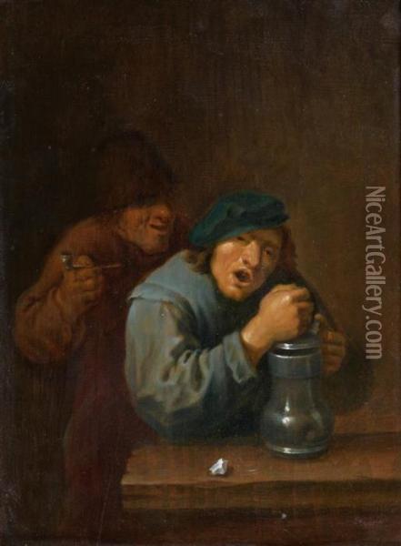 Deux Buveurs Chantant Oil Painting - David The Younger Teniers