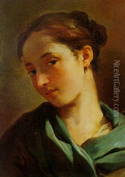 Portrait Of A Woman With An Earring Oil Painting - Gaetano Gandolfi