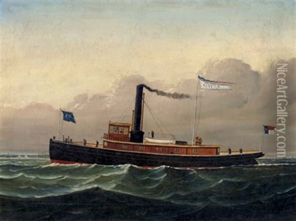 The Tugboat "onida" Oil Painting - Otto Muhlenfeld