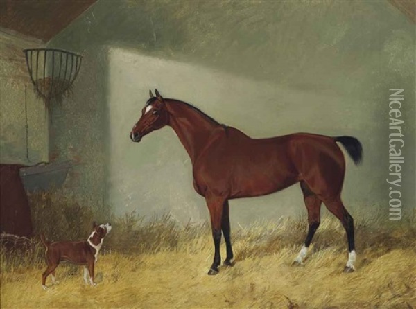 A Stable Friendship Oil Painting - Edmund Havell the Younger