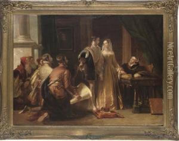 The Offer Of The Crown To Lady Jane Grey By The Dukes Of Northumberland And Suffolk Oil Painting - John Singleton Copley