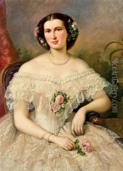 Portrait Der Schauspielerin Fanny Ellsler Oil Painting - Theodor Petter