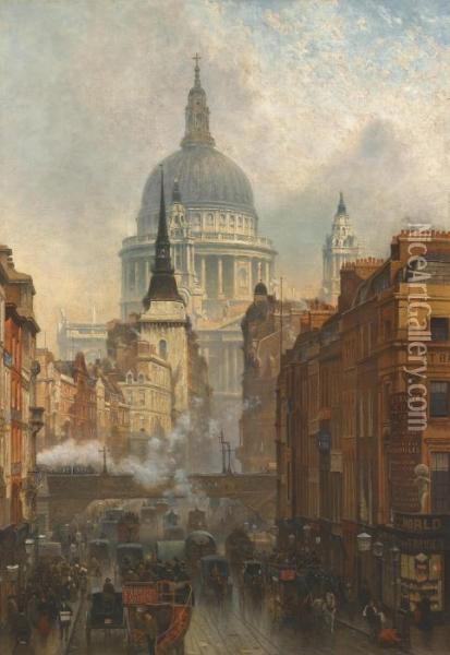 Ludgate, Evening Oil Painting - John O'Connor