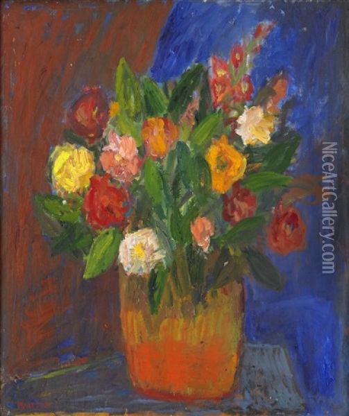 Blommor I Kruka Oil Painting - Ivan Ivarson