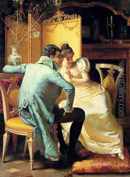Elegant Couples In Interiors (Pic 1) Oil Painting - Pio Ricci