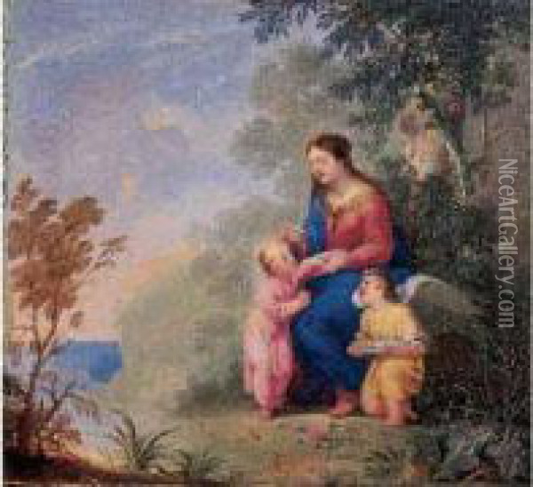 Vierge A L'enfant Avec Saint Jean-baptiste Oil Painting - Karel Beschey