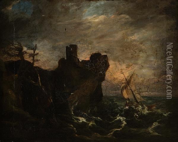 Storm At Sea Oil Painting - John, Rev. Thomson Of Duddingston