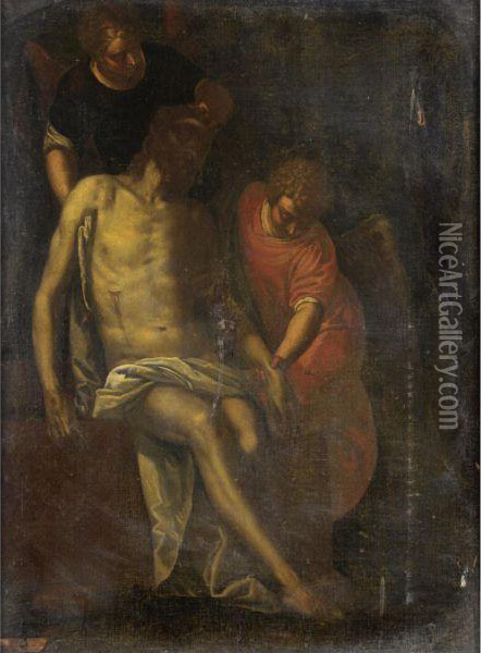 Cristo Tra Due Angeli Oil Painting - Paolo Veronese (Caliari)