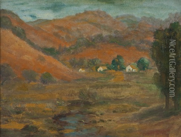 Landscape With Hills And Three Houses Oil Painting - Selden Connor Gile