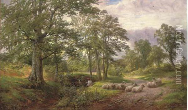 Near The Fish Pond, Knowle Hill's, Derbyshire Oil Painting - George Turner