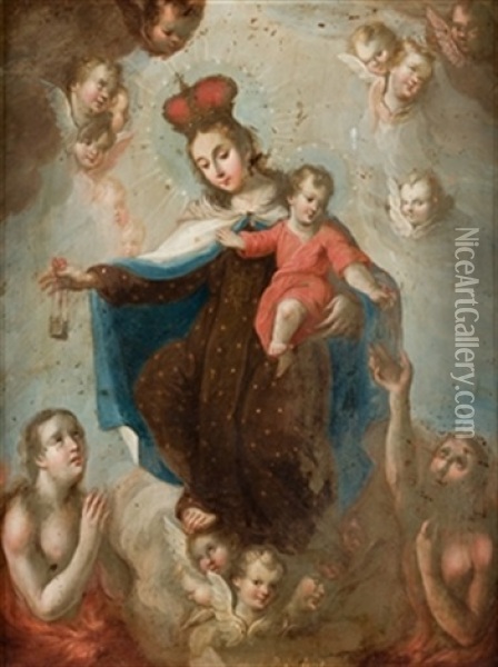 Virgen Del Carmen Oil Painting - Jose De Paez