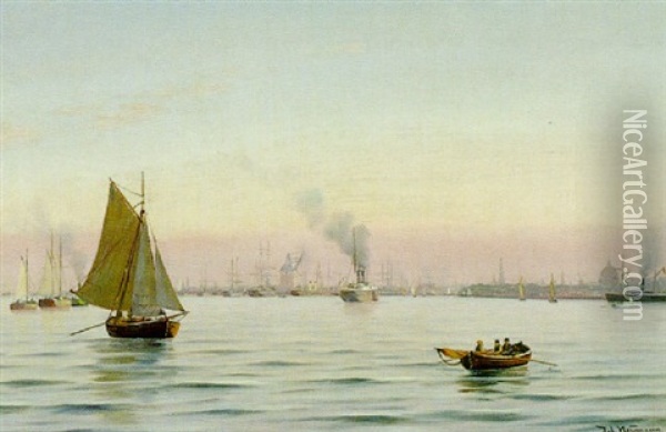 Hafen Von Kopenhagen Oil Painting - Johan Jens Neumann