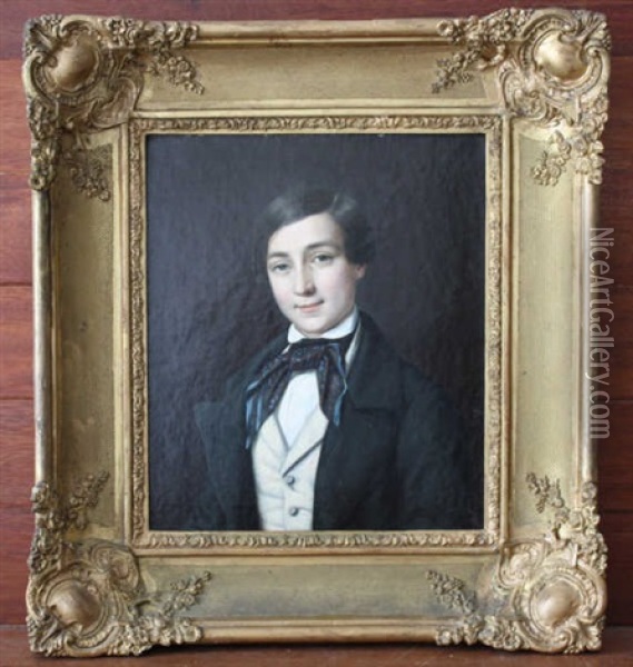 Portrait De (george Sand ?) Oil Painting - Jean Baptiste Bonjour