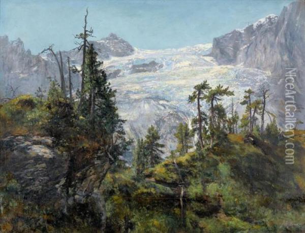 Le Glacier De Rosenlaui Oil Painting - Auguste Henry Berthoud