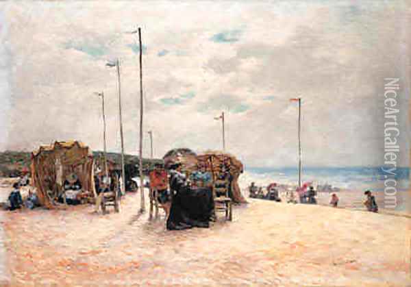 On the Beach Oil Painting - Felix Armand Marie Jobbe-Duval