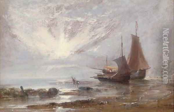 Loading the boats at low tide Oil Painting - Edwin Hayes