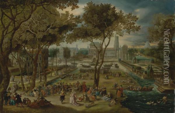 An Elaborate Fete On The Grounds Of A Chteau Oil Painting - David Vinckboons