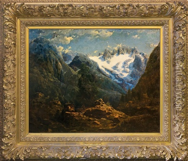 Landscape From Alps Oil Painting - Stanislas Graf Von Kalckreuth