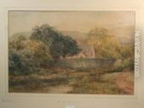 Rural Scene With Church Oil Painting - John Syer