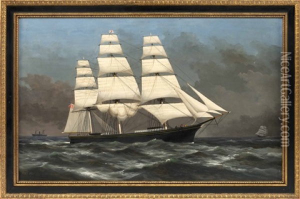 Famous American Clipper Ship Flying Cloud Built By Donald Mckay In 1851 Oil Painting - Xanthus Russell Smith