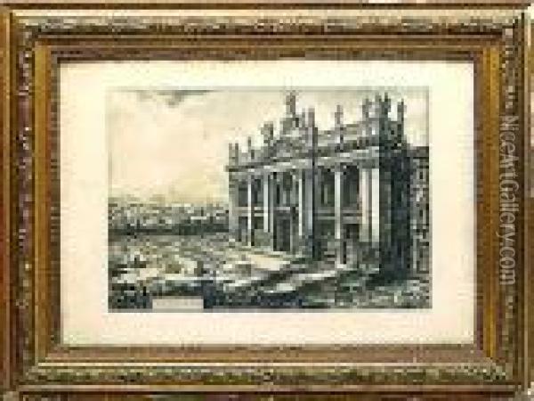 Veduta Della Facciata Della Basilica Di S. Giovanni Laterano Oil Painting - Giovanni Battista Piranesi