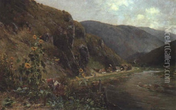 Blick In Ein Sommerliches Tal Oil Painting - Adolf Kaufmann