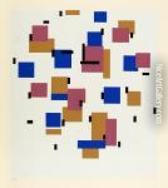 Composition En Bleu Oil Painting - Piet Mondrian