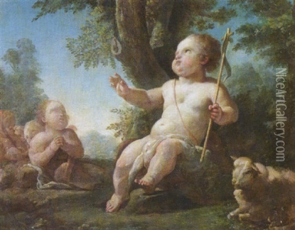 The Infant Saint John The Baptist In A Wooded Landscape Oil Painting - Joseph Francois Ignace Parrocel